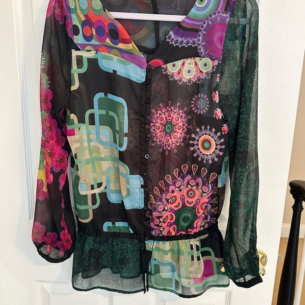 Colorful Sheer Women's Top